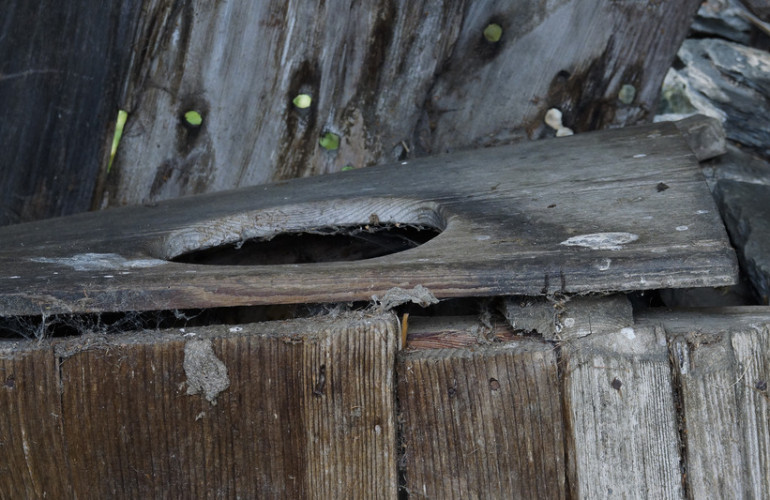 Plumplsklo in einer alten Hütte in der Nähe des Pichlerhofes